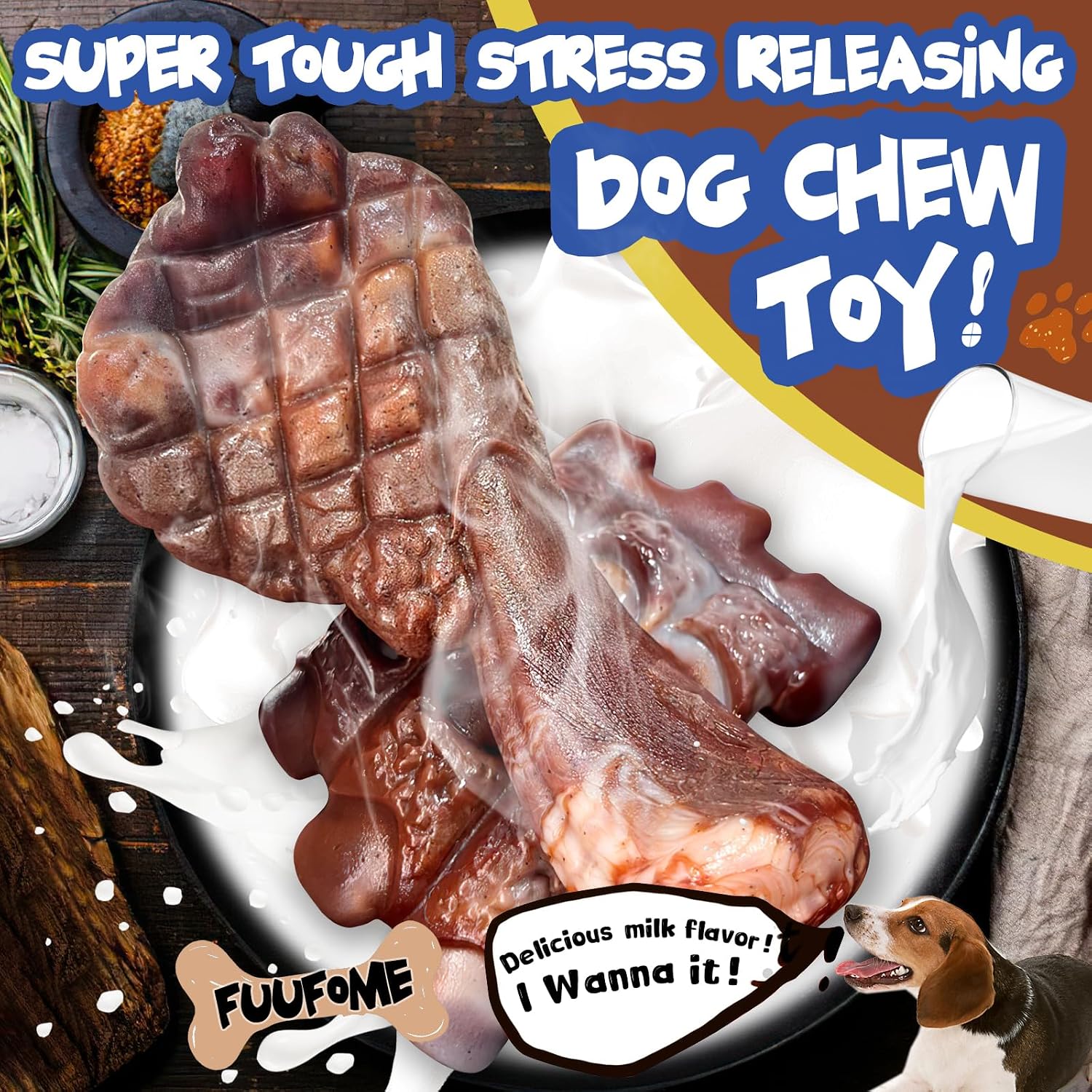 Dog Chew Toys for Aggressive Chewers：2 Pack Indestructible Dog Toy for Large Breed- Tough Nylon Teething Bone Toy to Keep Them Busy - Best Pet Care Store