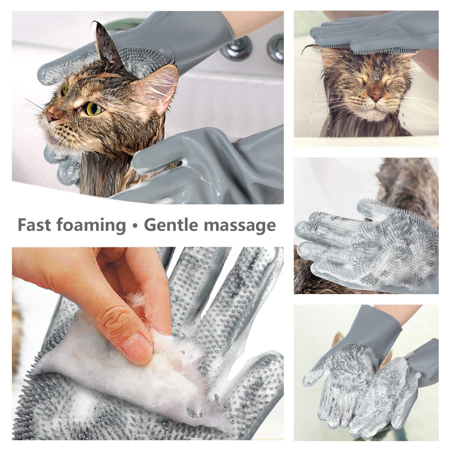 Pet Grooming Deshedding Gloves – 5-Finger Massage Mitt for Dogs, Cats, Rabbits & Horses - Best Pet Care Store