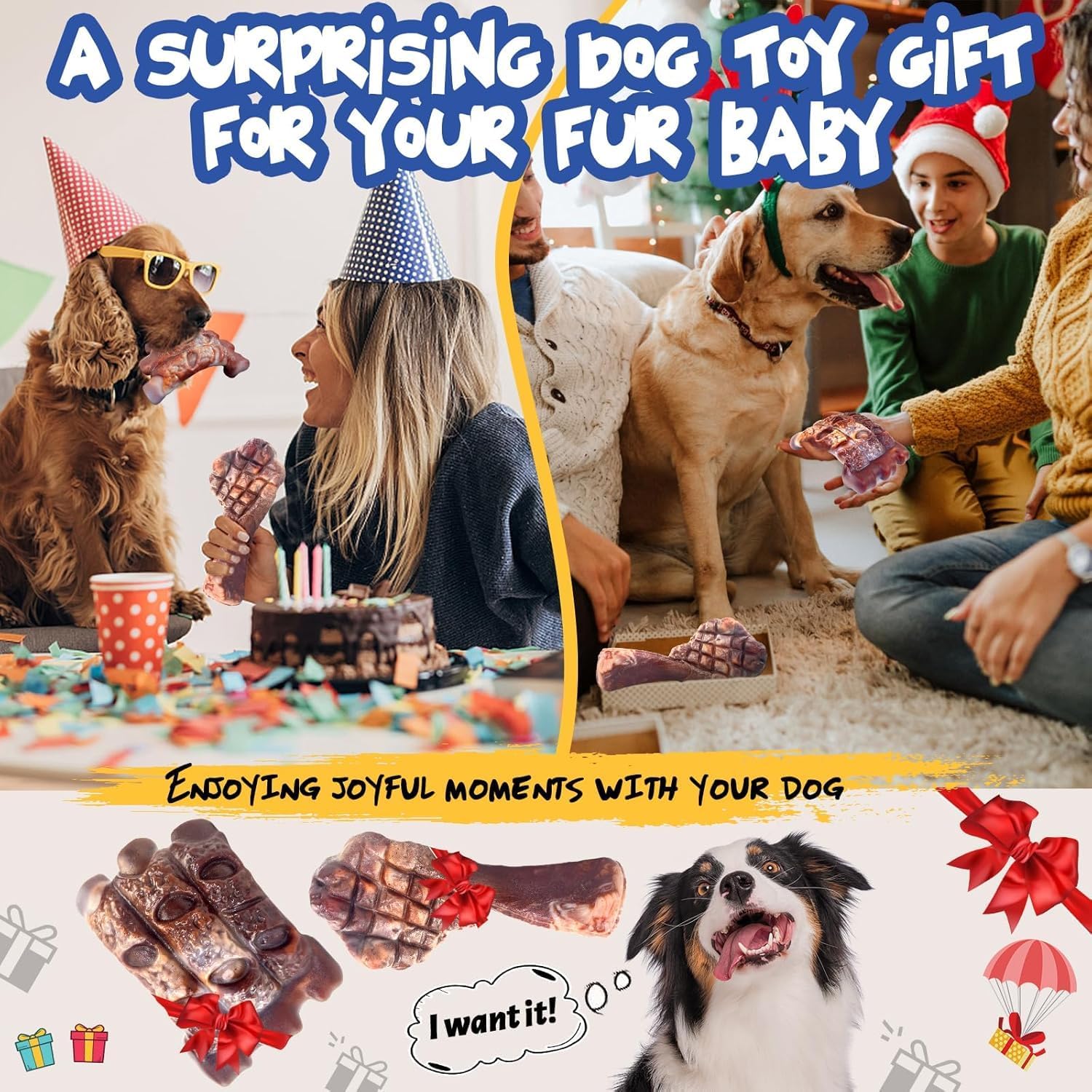 Dog Chew Toys for Aggressive Chewers：2 Pack Indestructible Dog Toy for Large Breed- Tough Nylon Teething Bone Toy to Keep Them Busy - Best Pet Care Store