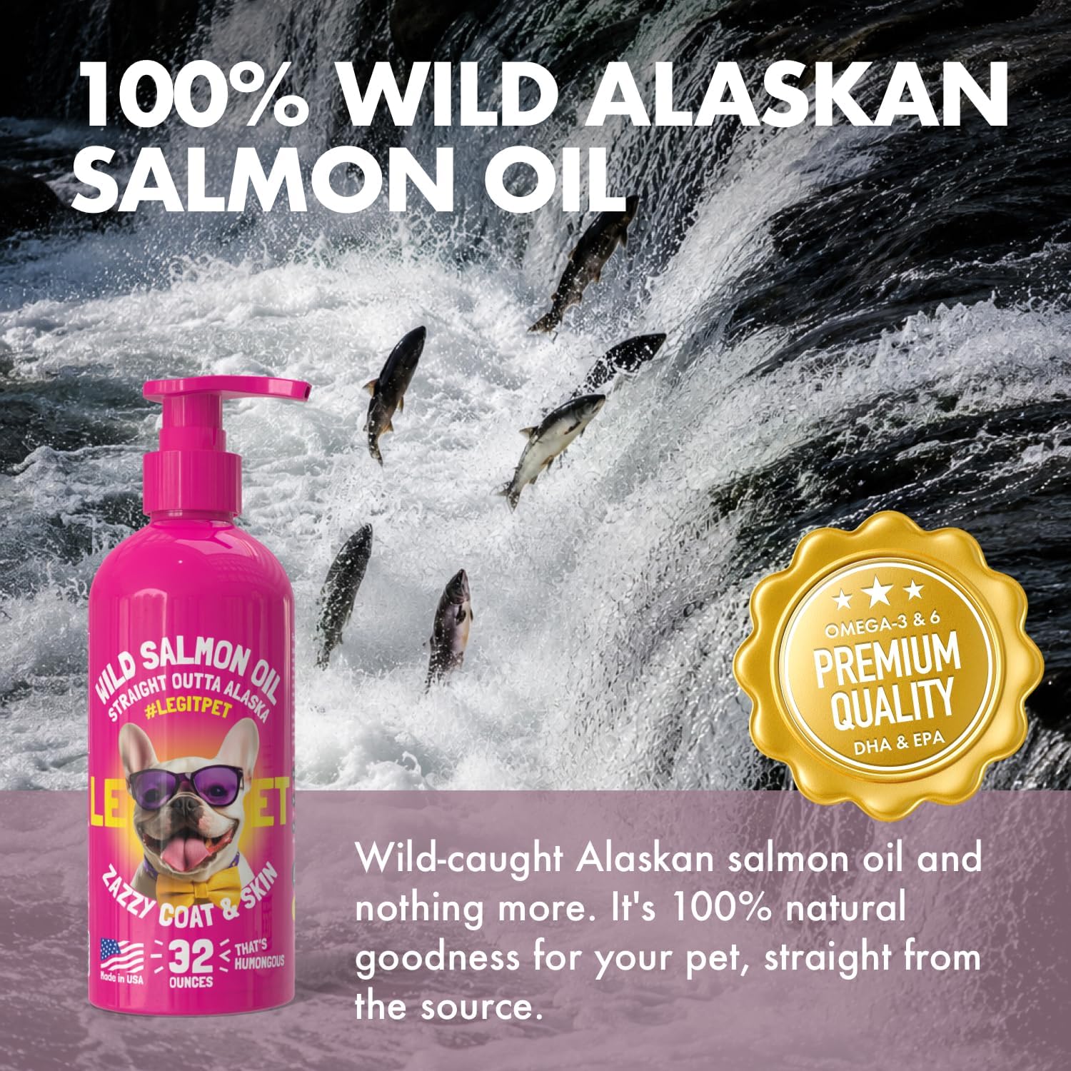 Wild Alaskan Salmon Oil for Dogs & Cats – Omega 3 6 9 Skin & Coat Supplement, 32oz - Best Pet Care Store
