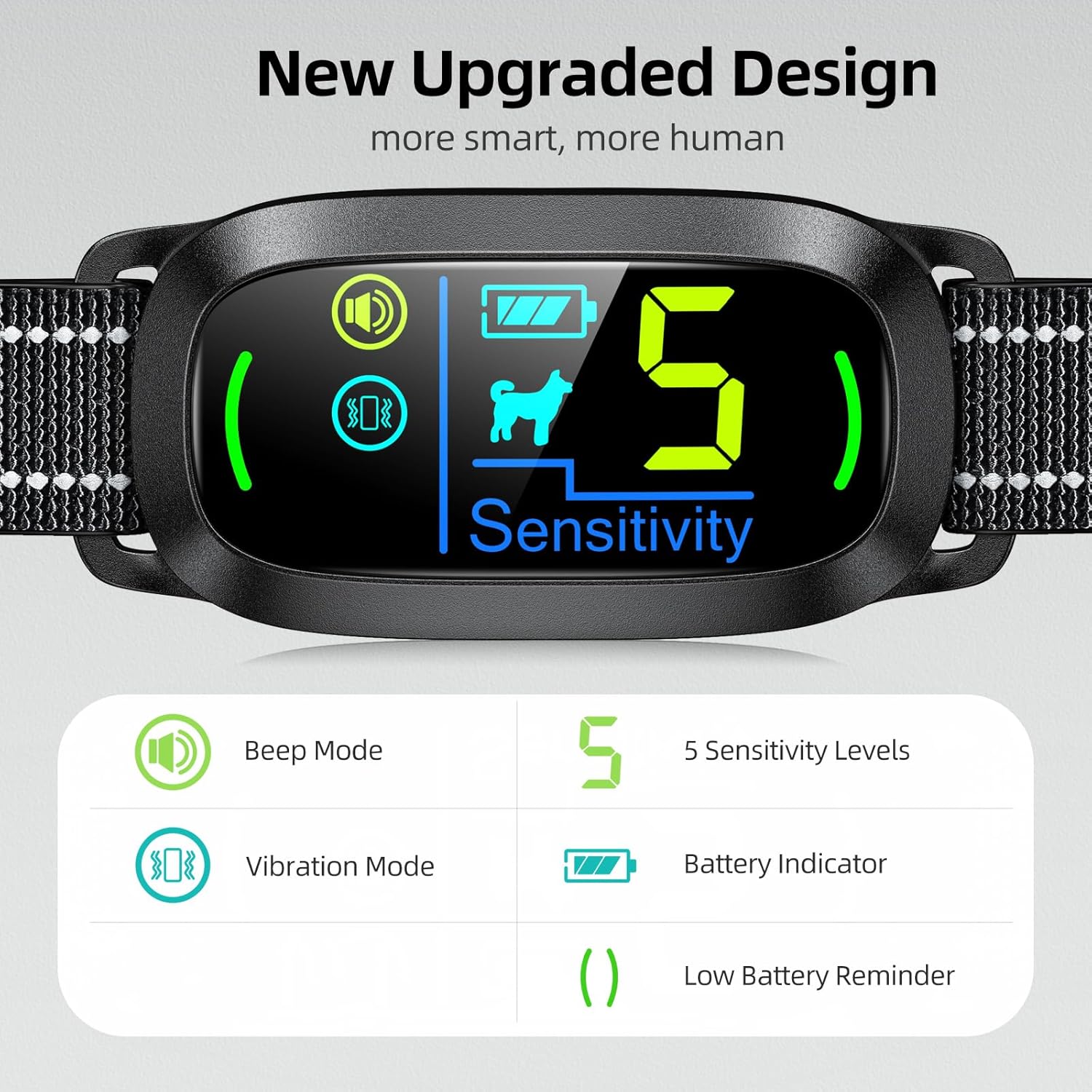 Rechargeable Smart Dog Bark Collar – Beep & Vibration, 5 Sensitivity Levels, All Sizes - Best Pet Care Store