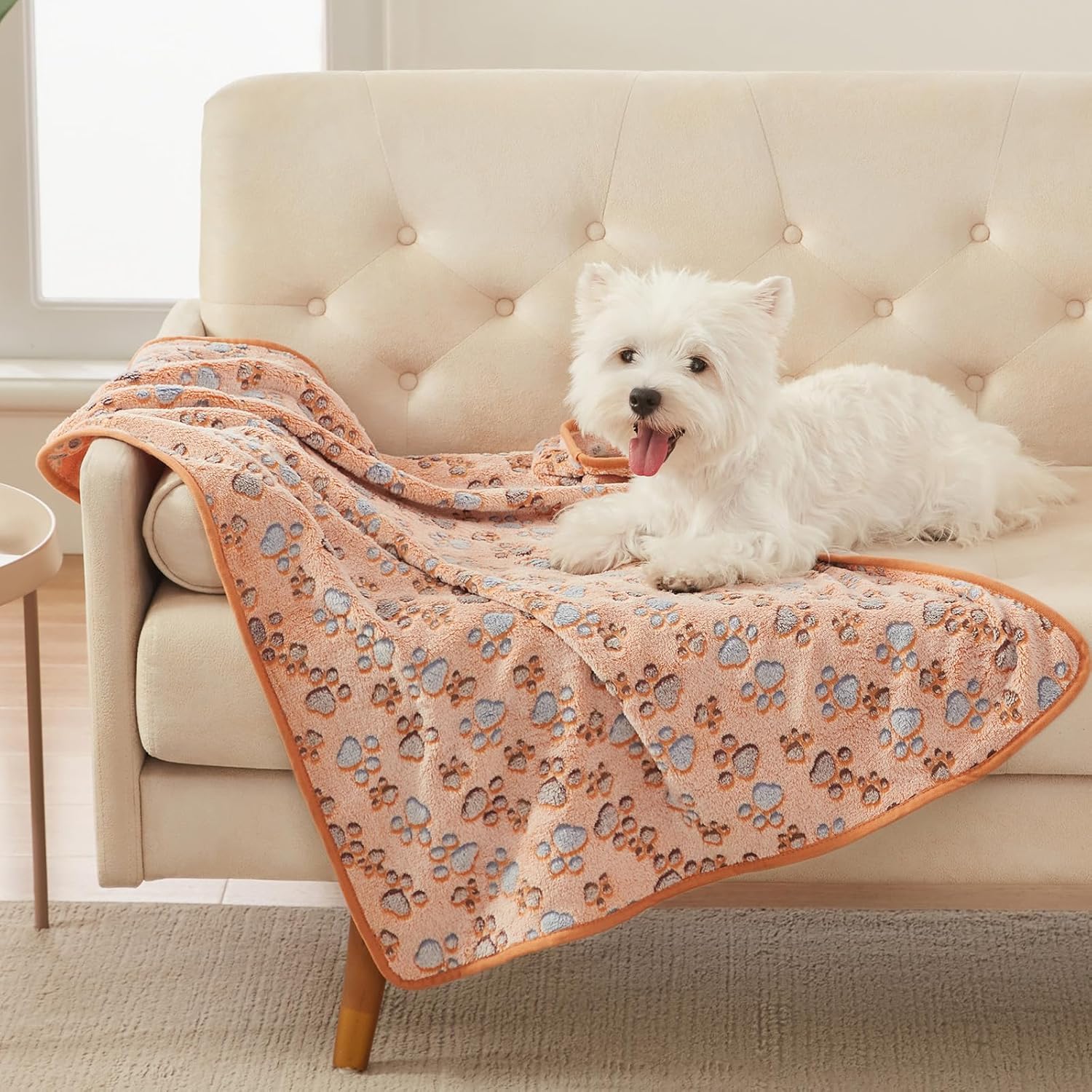Dog Blanket 3 Pack, Soft Cozy Fleece Throw for Puppy Cat,23"X16" | Fuzzy Flannel Small Pet Blanket Washable, Cute Paw Print for Crate Car Bed. Puppy Essential,Cat Stuff Gifts,Small