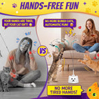 Interactive Cat Toys for Indoor Cats, 360° Automatic Spin Flying Bird Wand | 8Cm Suction Cup & Weighted Base, Silicone-Protected Rod, USB Rechargeable with Replaceable Feather & Streamer Attachments