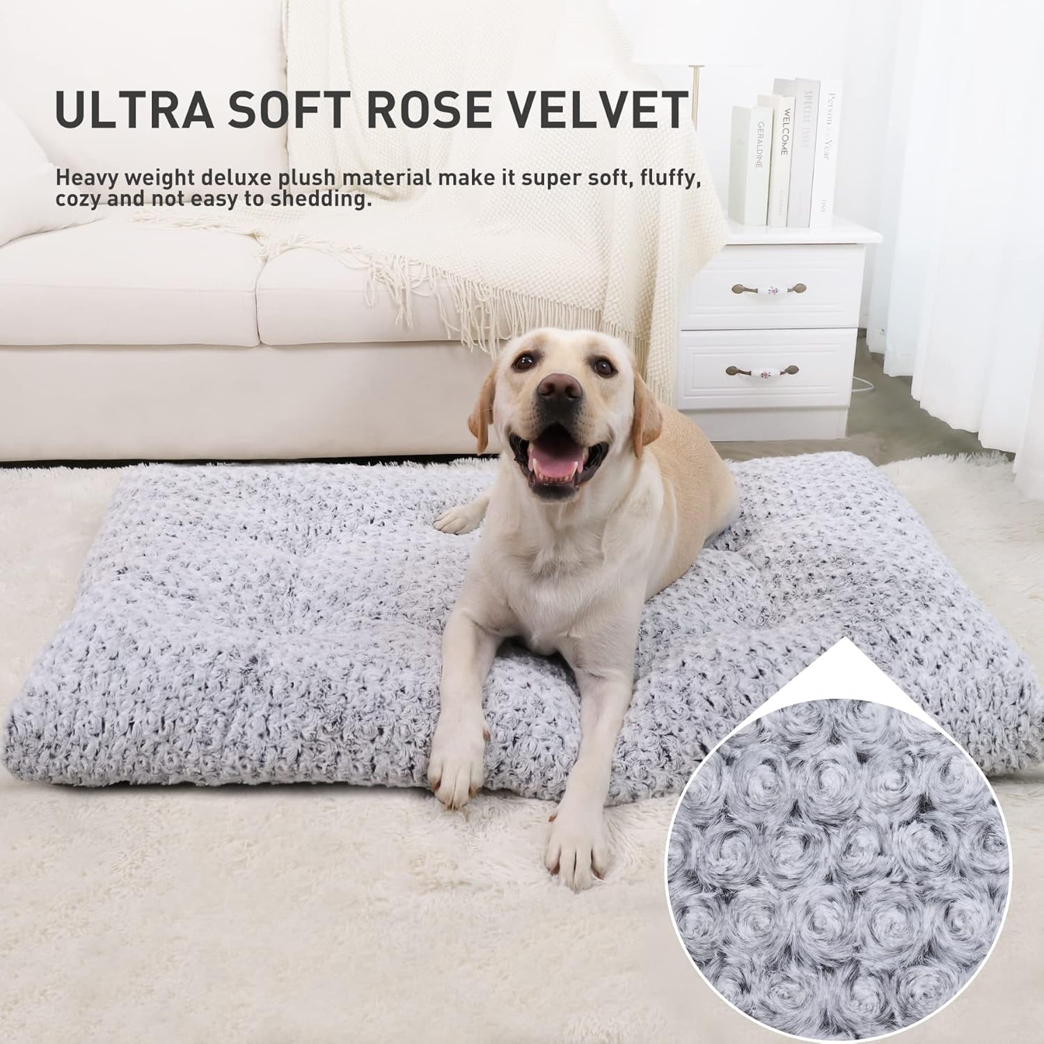 Washable Plush Dog Crate Bed – Anti-Slip Kennel Pad for All Sizes, 35"x23", Gray - Best Pet Care Store