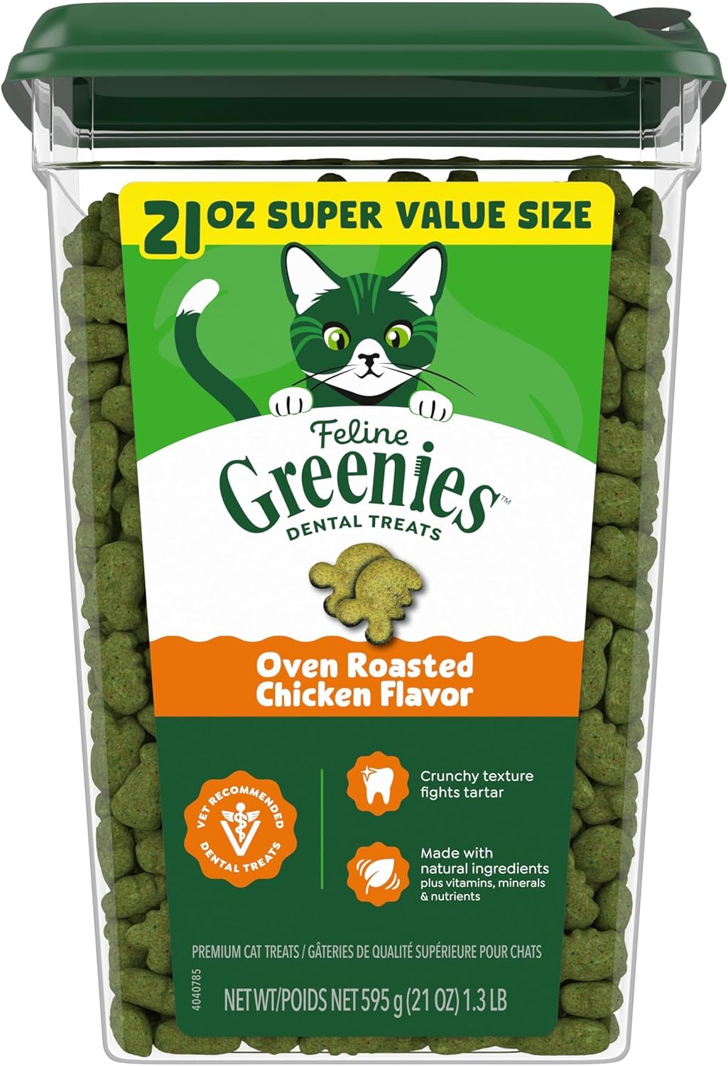 Greenies Feline Dental Cat Treats – Oven Roasted Chicken, Vet-Recommended, 21oz Tub - Best Pet Care Store