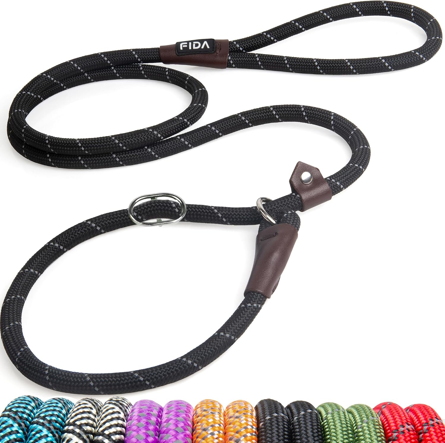Heavy-Duty Slip Lead Dog Leash – 6Ft Reflective Rope Leash for Large & Medium Dogs, Black - Best Pet Care Store