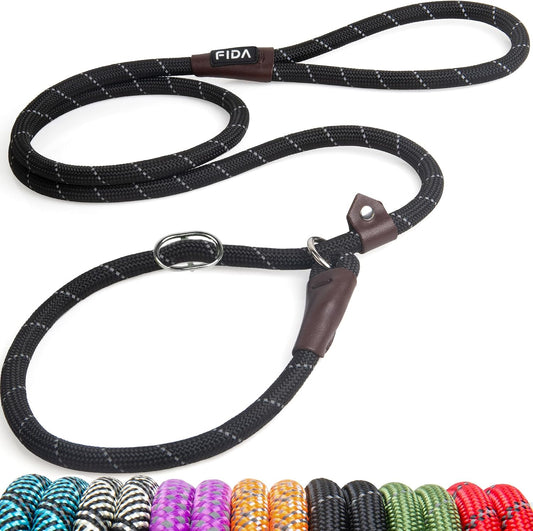 Heavy-Duty Slip Lead Dog Leash – 6Ft Reflective Rope Leash for Large & Medium Dogs, Black - Best Pet Care Store