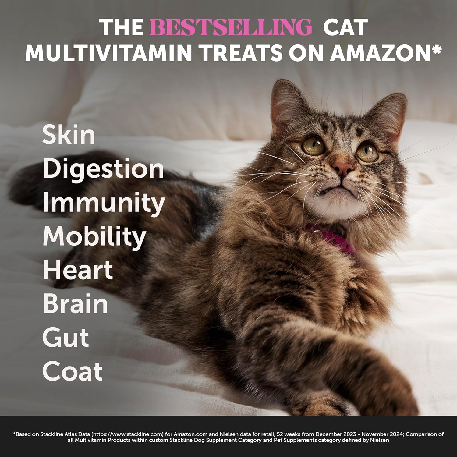 Cat Multivitamin Crunchy Creamy Chews - Daily Cat Vitamins with Lysine, Prebiotics, Omega 3 Fish Oil - Cat Treats for Immune Support, Skin Coat, Digestion, Heart + Joint Health (30-Day Supply) - Best Pet Care Store