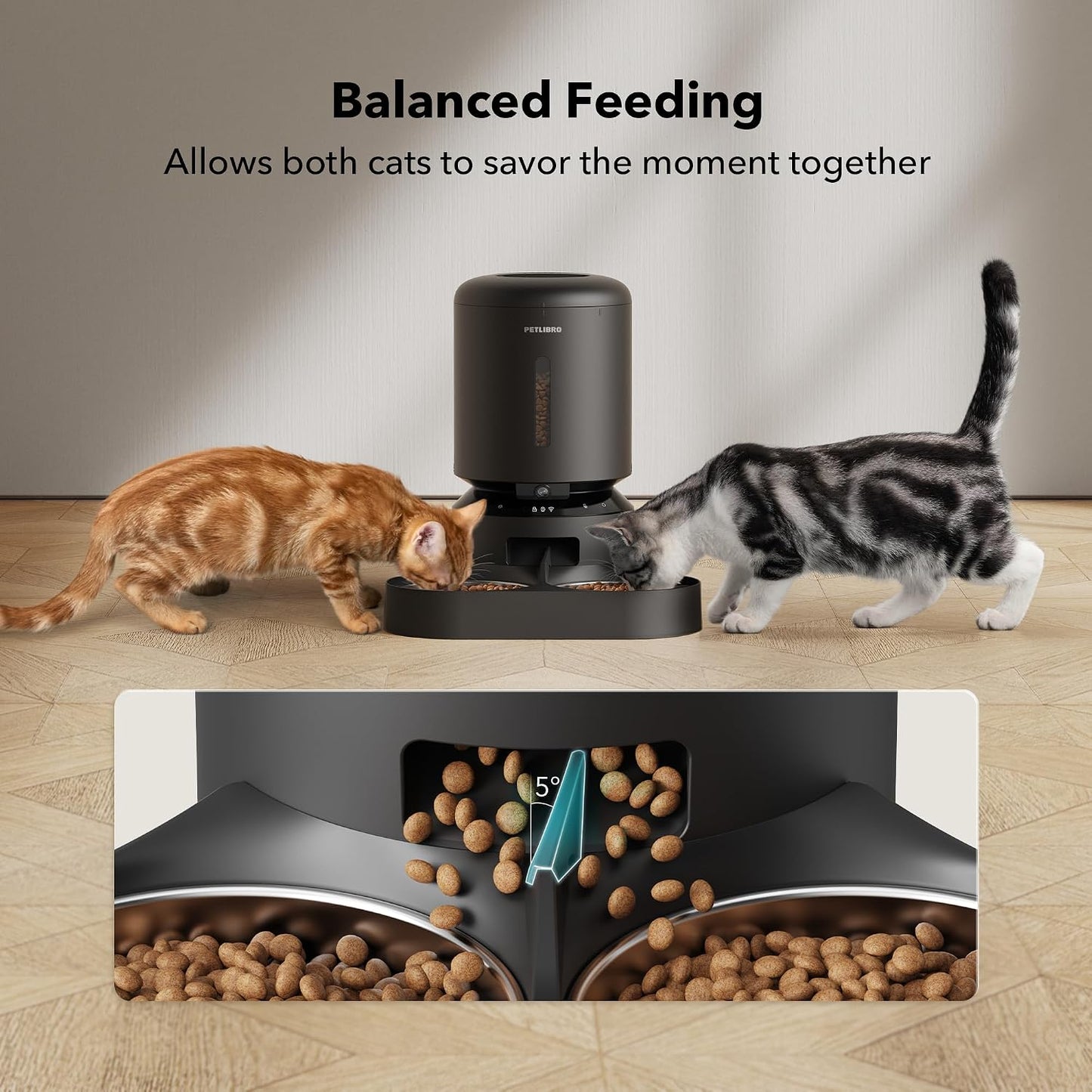 PETLIBRO Automatic Cat Feeder with Camera for Two Cats, 1080P HD Video with Night Vision, 5G Wifi Pet Feeder with 2-Way Audio for Cat & Dog, Low Food & Motion & Sound Alerts, Dual Tray, Black 5L - Best Pet Care Store