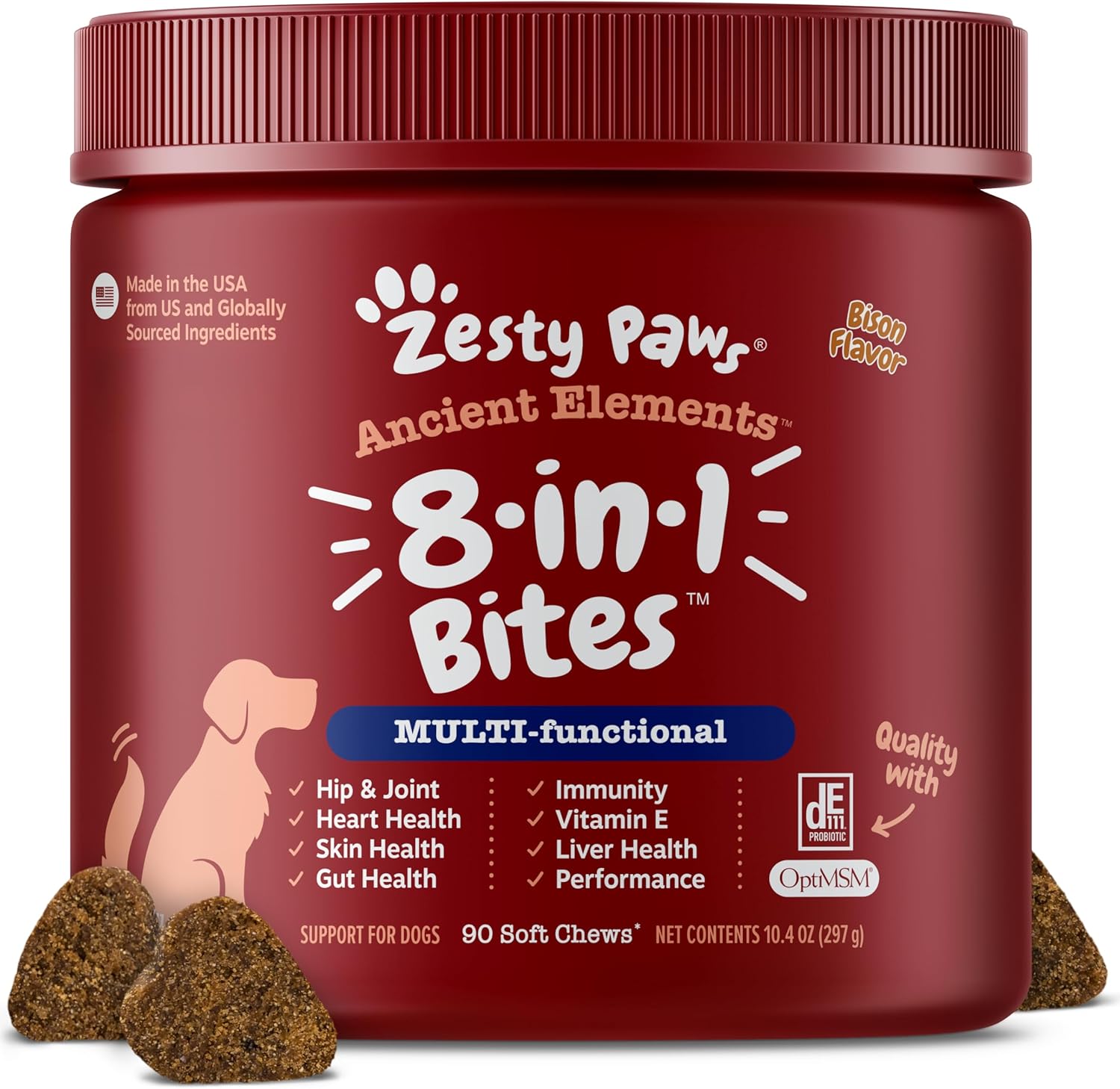 Zesty Paws Dog Multivitamin Chews – Hip, Joint, Skin & Coat with Omega 3, Bison, 90ct - Best Pet Care Store