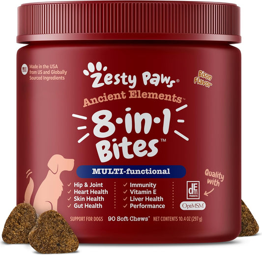 Zesty Paws Dog Multivitamin Chews – Hip, Joint, Skin & Coat with Omega 3, Bison, 90ct - Best Pet Care Store