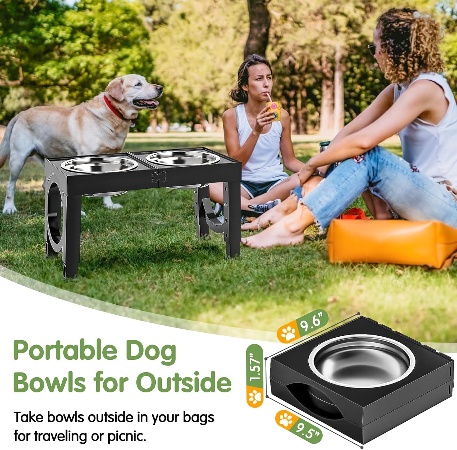 Elevated Dog Bowls Large Breed Raised Dogs Bowl Stand Large/Medium Sized Dog Stainless Steel Food Water Bowl Stands 5 Heights Adjustable 9/11/12/14In Black Pet Feeder Dish Station - Best Pet Care Store