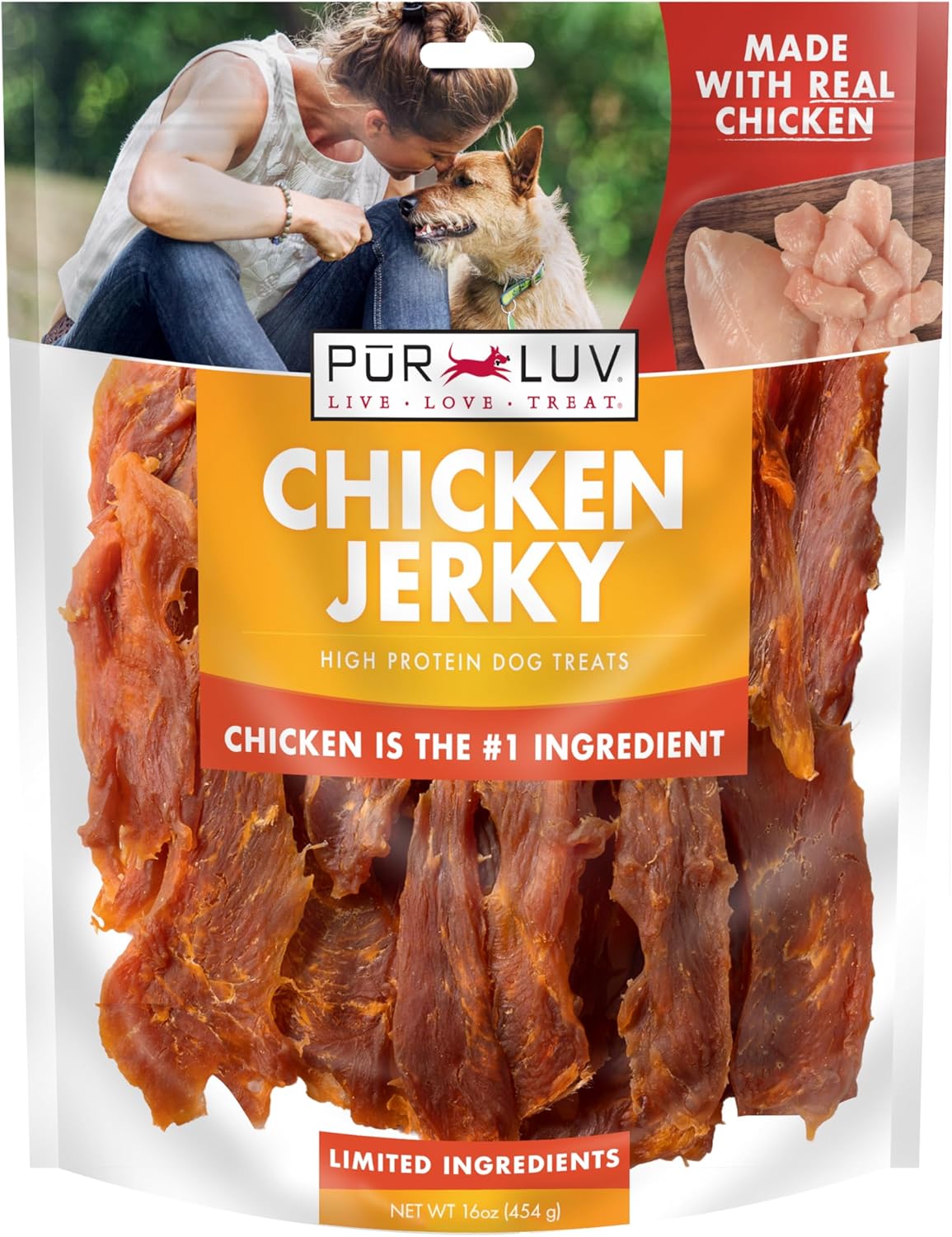 Chicken Jerky Dog Treats, Made with 100% Real Chicken Breast, 16 Ounces, Healthy, Easily Digestible, Long-Lasting, High Protein, Satisfies Dog'S Urge to Chew - Best Pet Care Store
