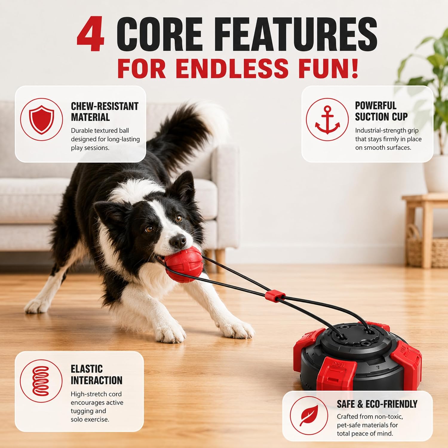 Dog Toys Upgraded Suction Cup Tug Dog Ball, Chew & Puppy Teethingtoy Ball, Indoor & Outdoor Interactive Chew Toy for Aggressive Chewers - Best Pet Care Store