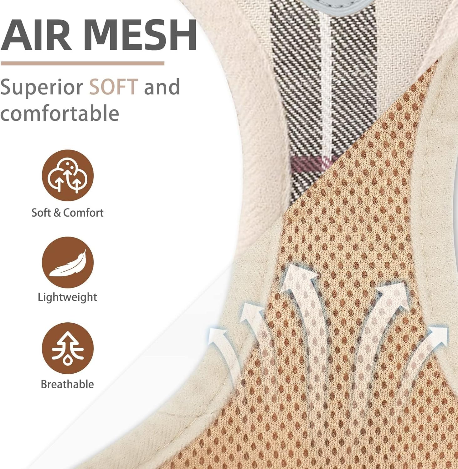 Adjustable Step-In Dog Harness, Collar & Leash Set – Soft Mesh Reflective Vest for Small Dogs & Cats, Beige S - Best Pet Care Store