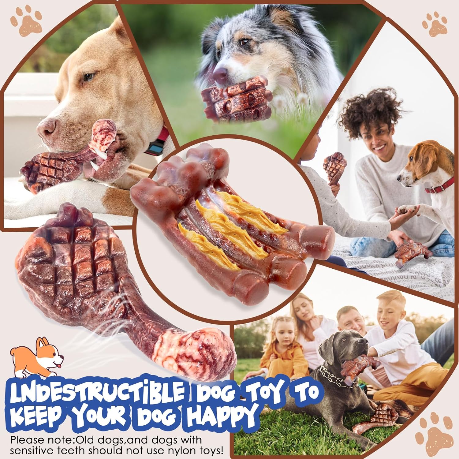 Dog Chew Toys for Aggressive Chewers：2 Pack Indestructible Dog Toy for Large Breed- Tough Nylon Teething Bone Toy to Keep Them Busy - Best Pet Care Store