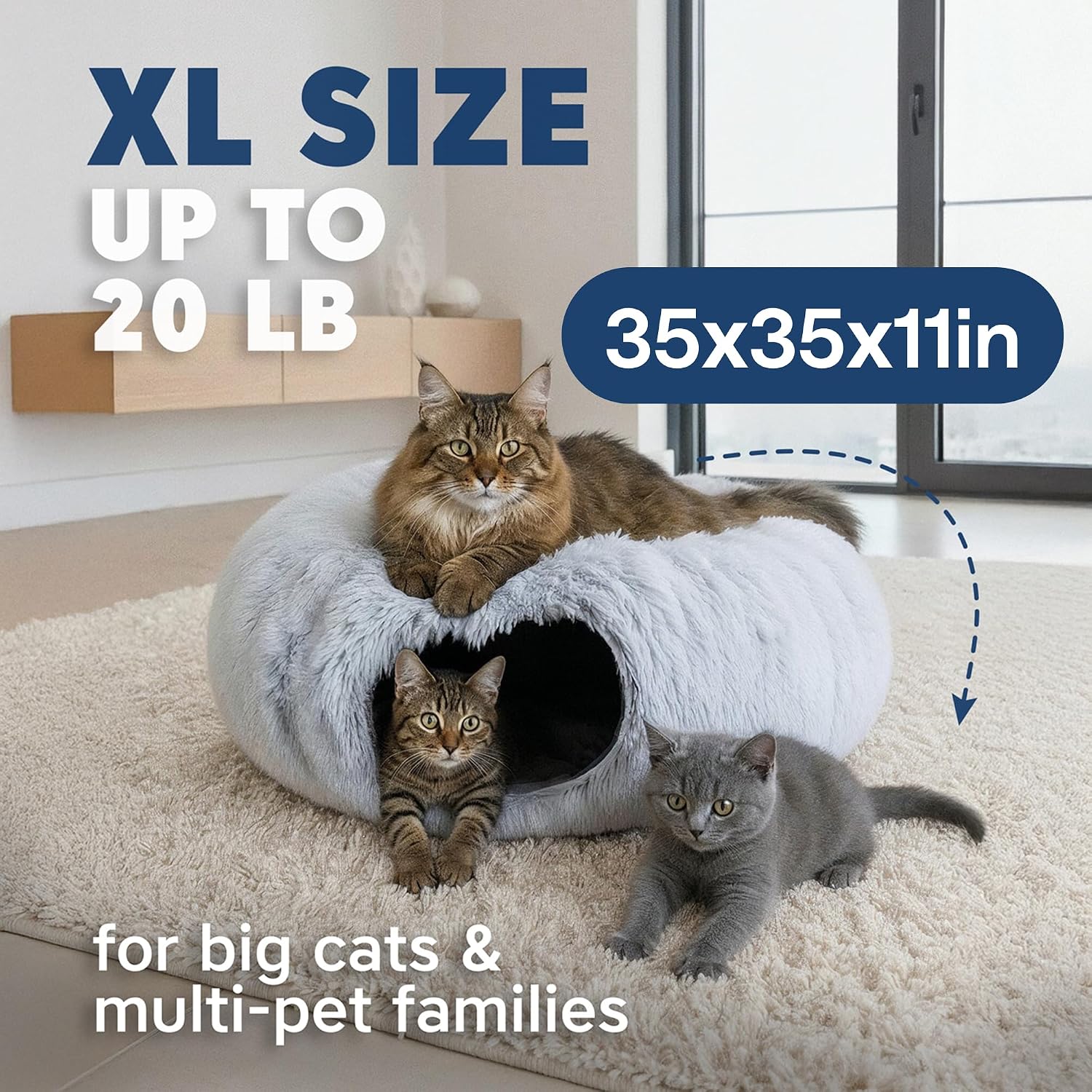 Large Collapsible Cat Donut Tunnel Bed – 3-in-1 Circle Hideaway - Best Pet Care Store