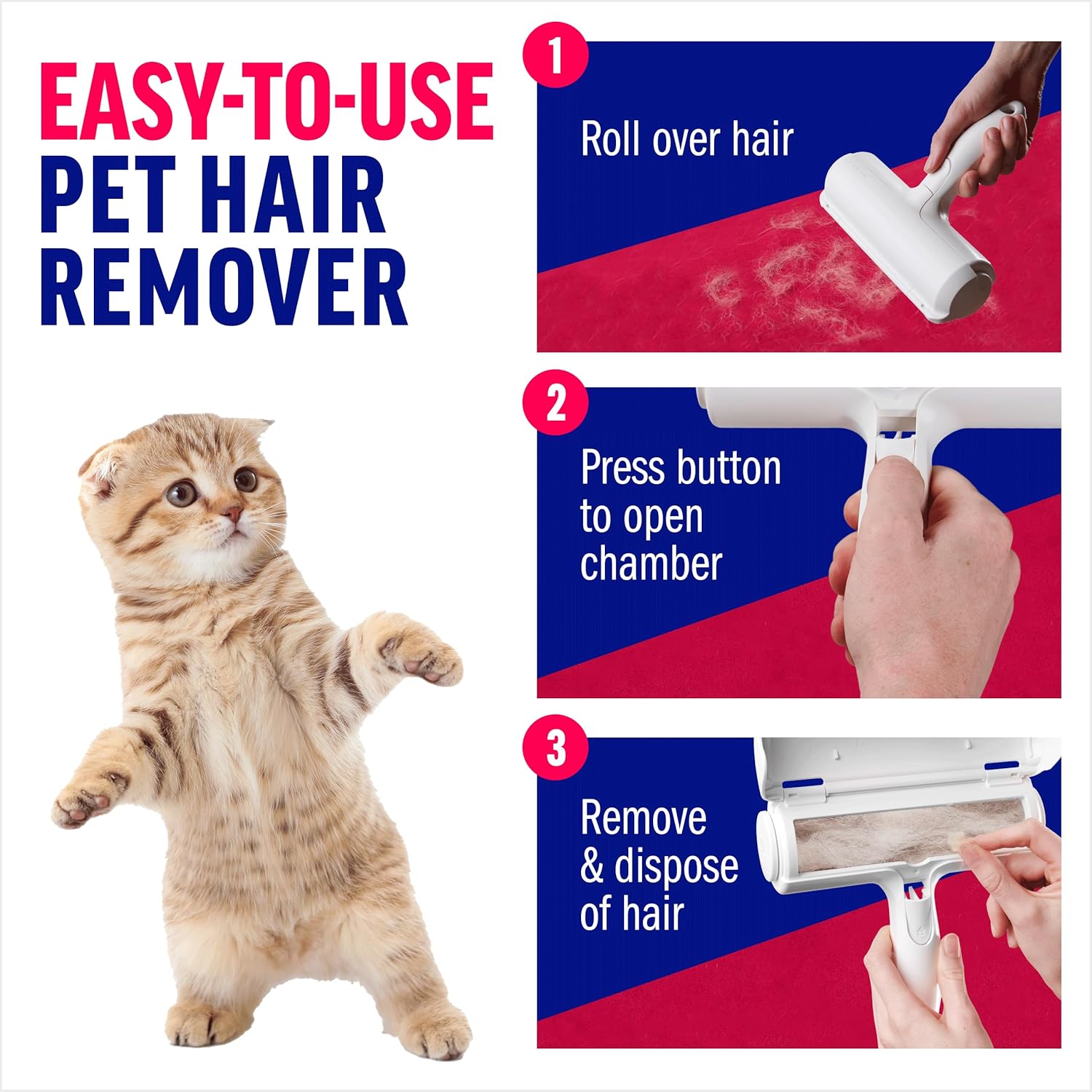 Pet Hair Remover – Original Size Reusable Lint Roller for Cat & Dog Hair on Furniture, Couch, Carpet, Car, Rugs & Bedding – Portable, Eco-Friendly (White) - Best Pet Care Store