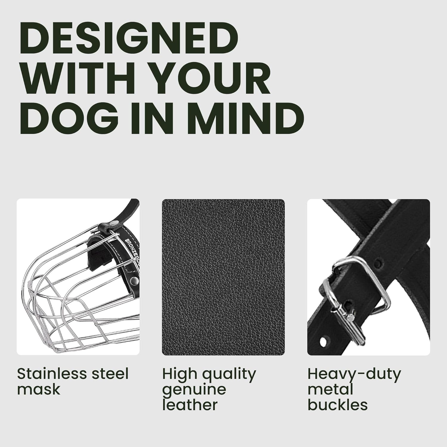 Dog Muzzle Adjustable Durable Metal Wire Basket for Large and Extra Large Dogs with Leather Straps Breathable, Drinkable, Training, Prevents Biting (Stainless Steel, Rottweiler) - Best Pet Care Store