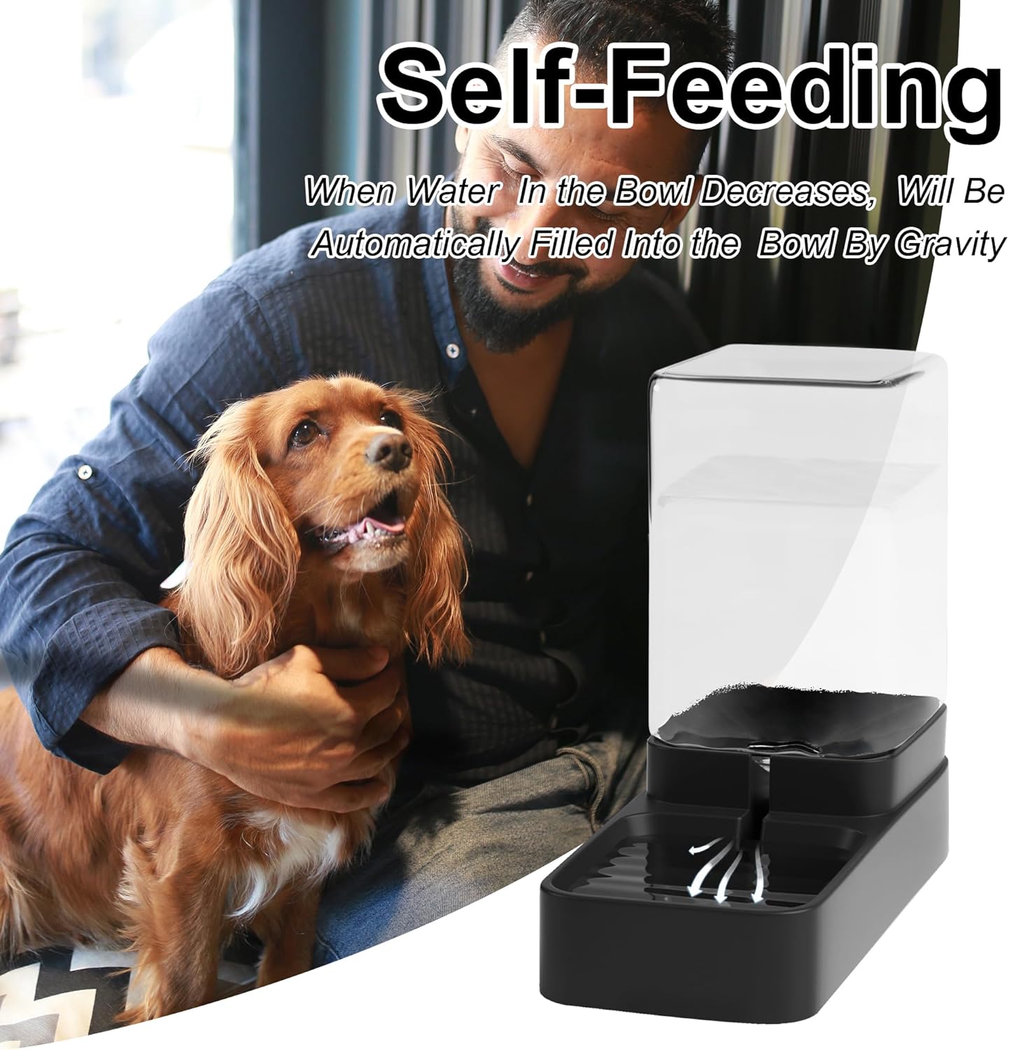 Automatic Cat Feeder & Water Dispenser Set – Gravity Pet Food & Water Bowl, 3.3L, Black - Best Pet Care Store