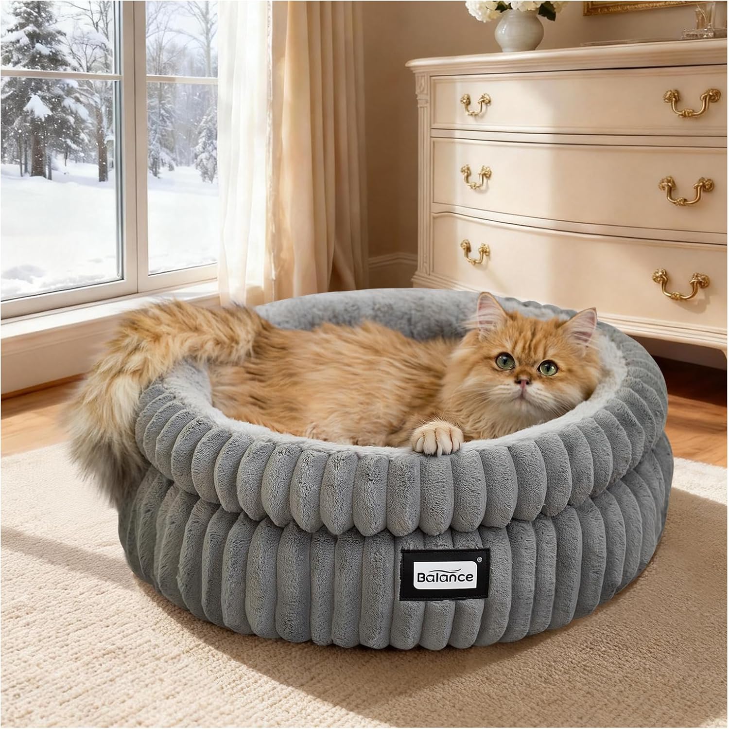Washable Round Cat Bed – Super Soft Plush Faux Fur Kitten Bed with Anti-Slip Bottom - Best Pet Care Store