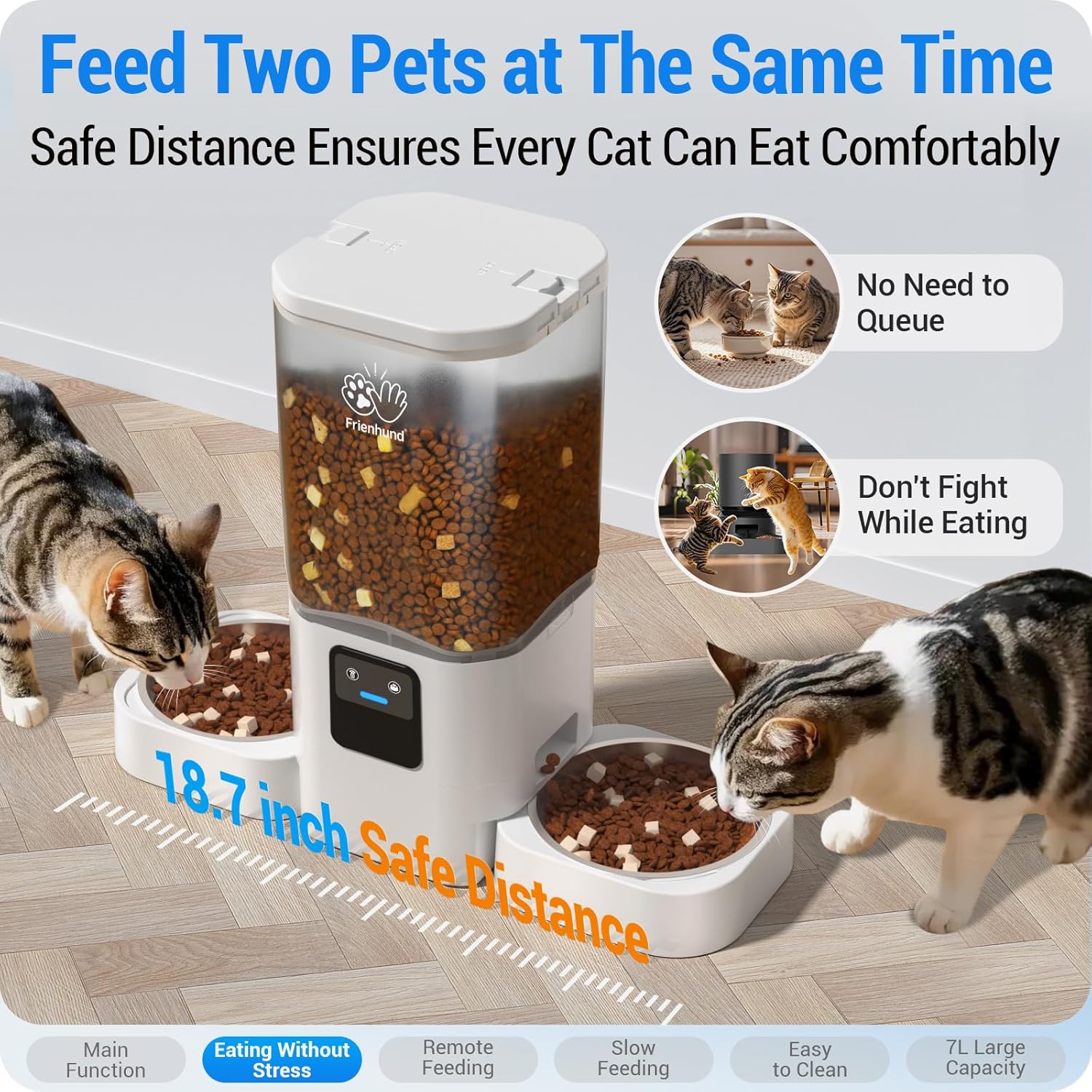 5G Wifi Automatic Cat Feeder 2 Cats: Dual Automatic Dog Feeder with APP Control, Cat Food Dispenser for Multiple Pets, Detachable for Easy Clean, 7L Large Food Storage -29 Cup (ACF190W-C) - Best Pet Care Store