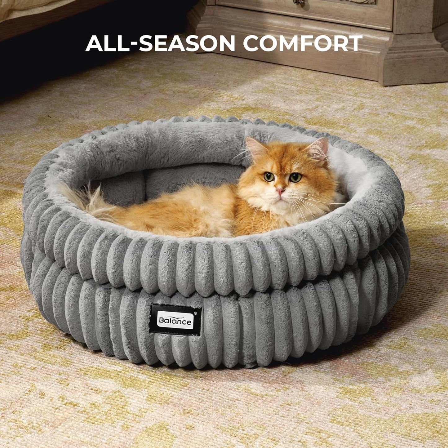 Washable Round Cat Bed – Super Soft Plush Faux Fur Kitten Bed with Anti-Slip Bottom - Best Pet Care Store