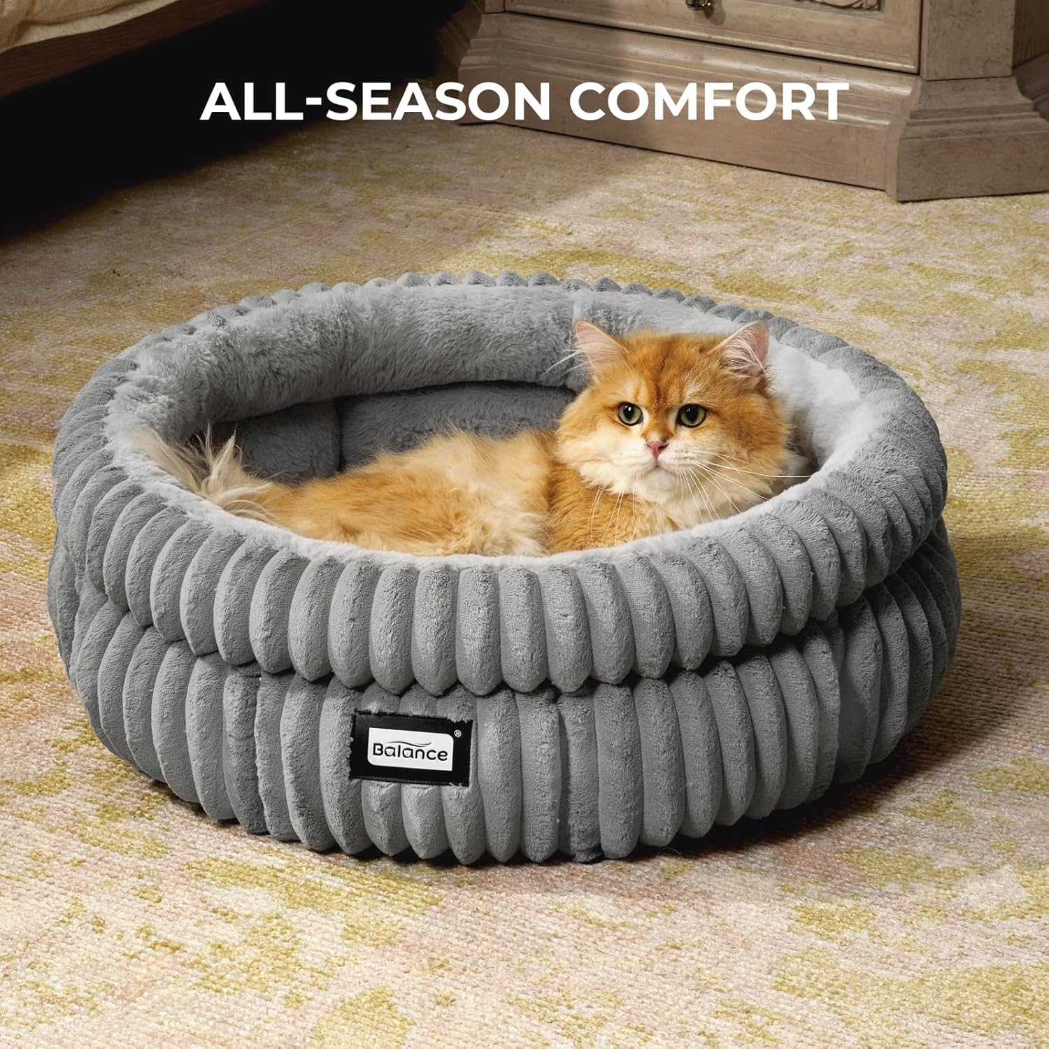 Washable Round Cat Bed – Super Soft Plush Faux Fur Kitten Bed with Anti-Slip Bottom - Best Pet Care Store