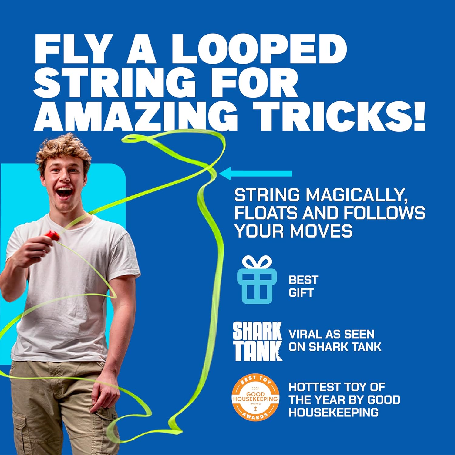 Original - as Seen on Shark Tank - Classic Rope Launcher Toy, Perfect for Kids & Adults - Fly a String Loop in the Air for Endless Tricks & Fun, Wonderment Awaits, Bold Blue - Best Pet Care Store