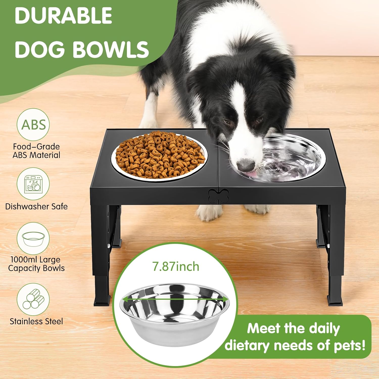 Elevated Dog Bowls Large Breed Raised Dogs Bowl Stand Large/Medium Sized Dog Stainless Steel Food Water Bowl Stands 5 Heights Adjustable 9/11/12/14In Black Pet Feeder Dish Station - Best Pet Care Store