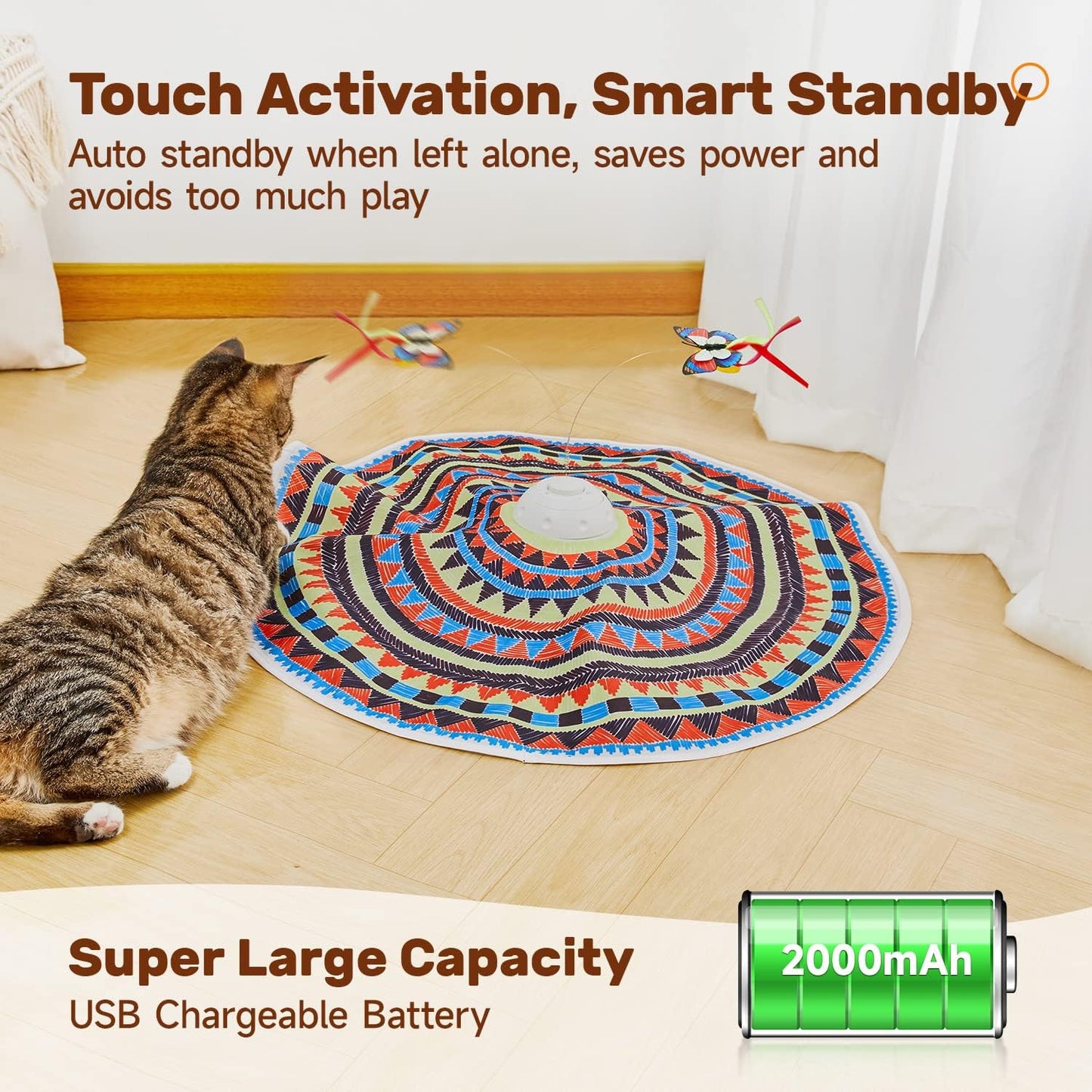 3-in-1 Rechargeable Hide & Seek Cat Toy – Fluttering Butterfly & Feather Wand - Best Pet Care Store