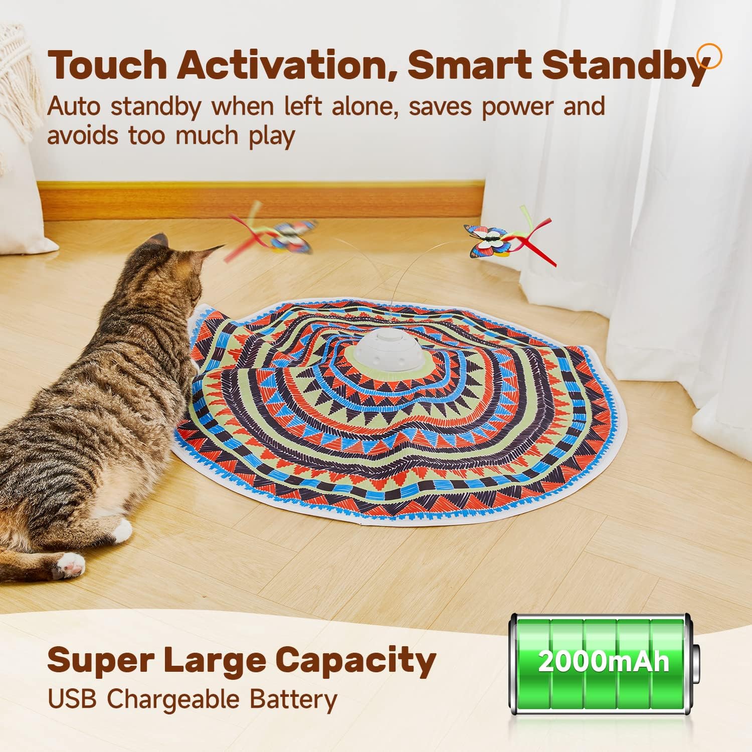 3-in-1 Rechargeable Hide & Seek Cat Toy – Fluttering Butterfly & Feather Wand - Best Pet Care Store