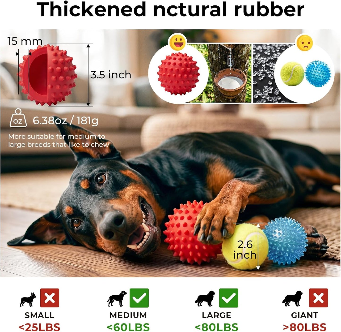 Beef-Flavored Durable Dog Ball for Aggressive Chewers, Tough Squeaky Rubber Toy for Pitbulls Large & Medium Breeds - Best Pet Care Store