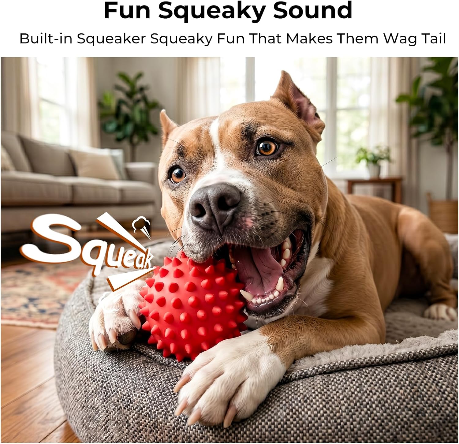 Beef-Flavored Durable Dog Ball for Aggressive Chewers, Tough Squeaky Rubber Toy for Pitbulls Large & Medium Breeds - Best Pet Care Store
