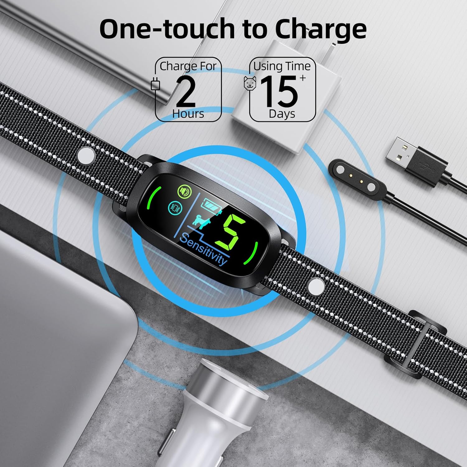 Rechargeable Smart Dog Bark Collar – Beep & Vibration, 5 Sensitivity Levels, All Sizes - Best Pet Care Store