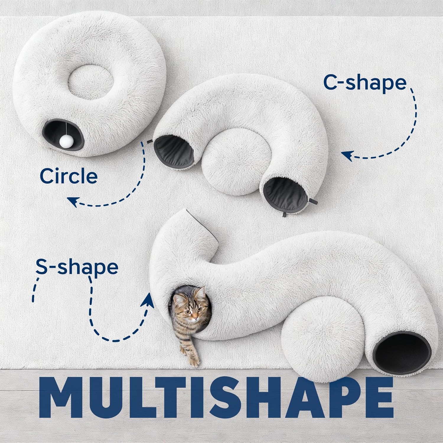 Large Collapsible Cat Donut Tunnel Bed – 3-in-1 Circle Hideaway - Best Pet Care Store