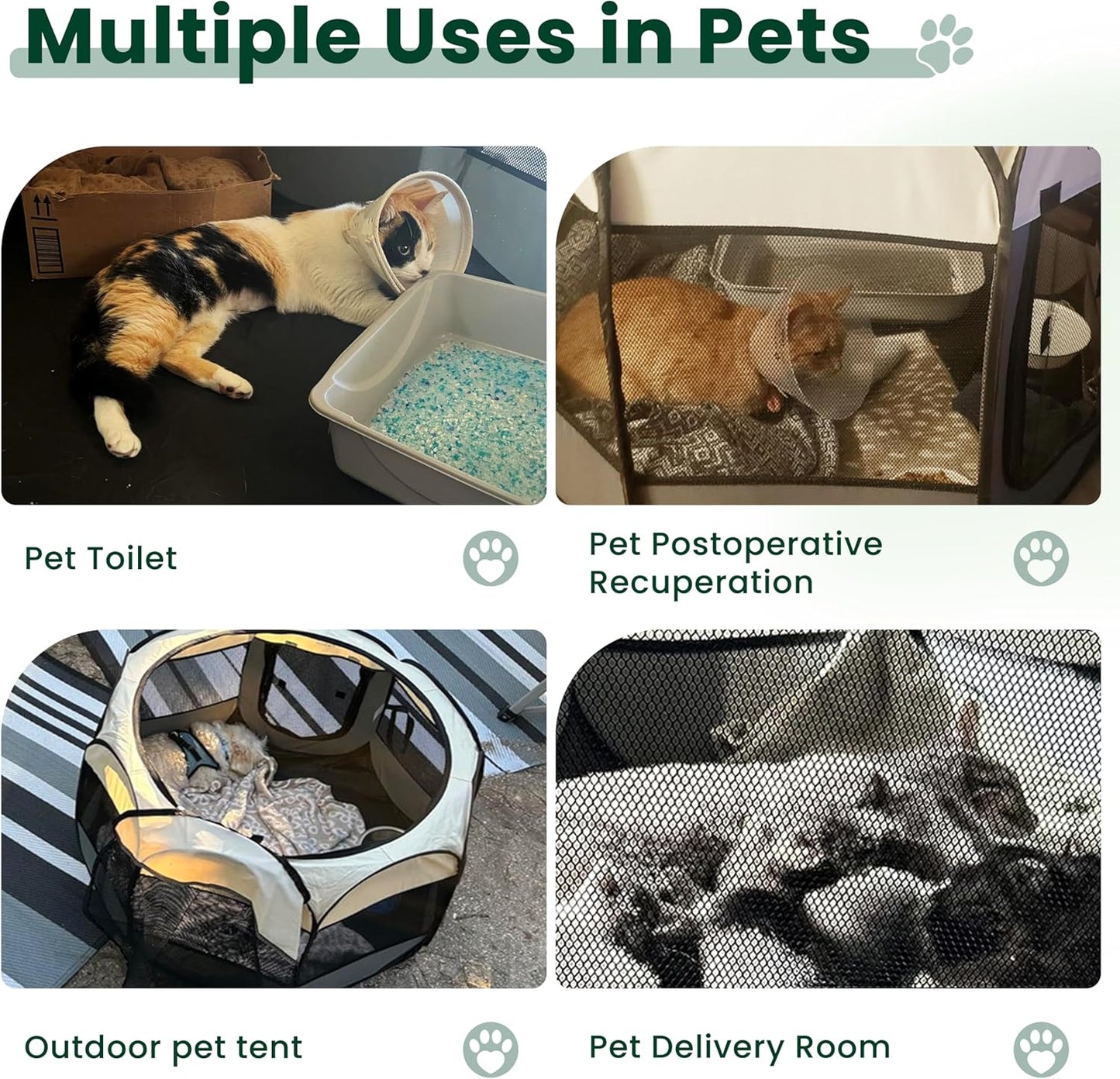 Pet Puppy Dog Playpen, Small Dog Tent Crates Cage Indoor/Outdoor, Portable Playpen for Cat, Foldable Pop up Dog Kennel Playpen with Carring Case, Removable Zipper Top, Grey - Best Pet Care Store
