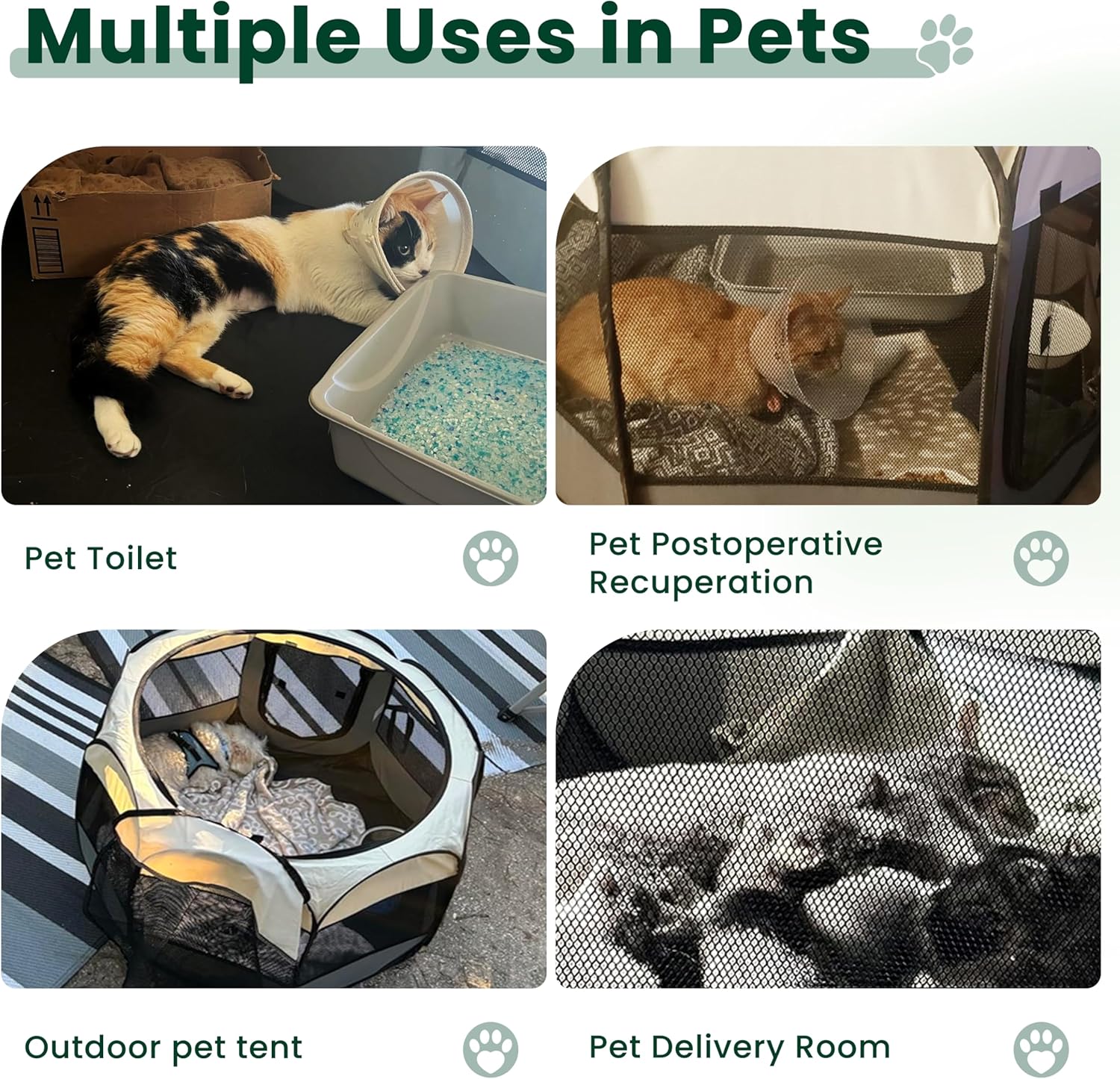 Pet Puppy Dog Playpen, Small Dog Tent Crates Cage Indoor/Outdoor, Portable Playpen for Cat, Foldable Pop up Dog Kennel Playpen with Carring Case, Removable Zipper Top, Grey - Best Pet Care Store