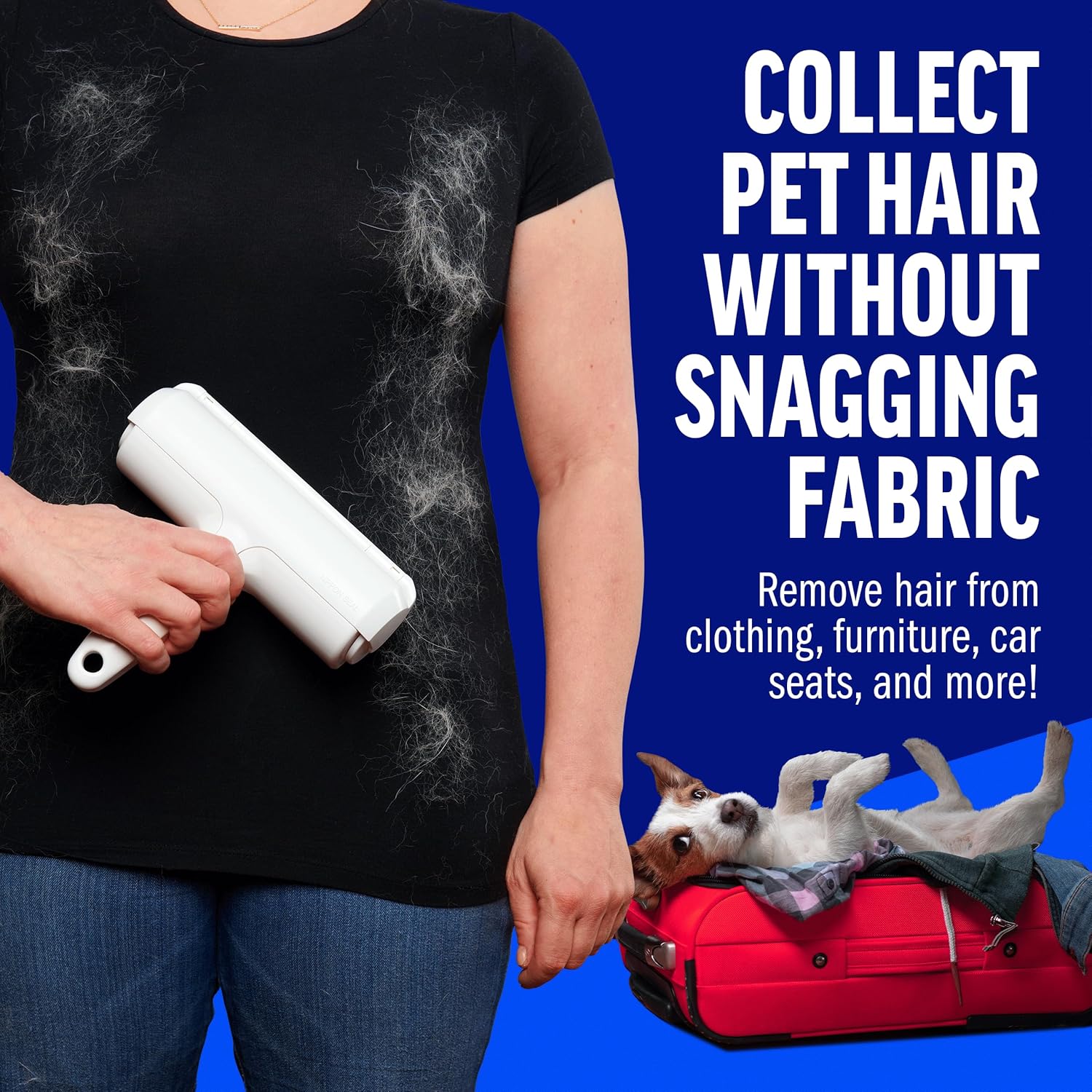 Pet Hair Remover – Original Size Reusable Lint Roller for Cat & Dog Hair on Furniture, Couch, Carpet, Car, Rugs & Bedding – Portable, Eco-Friendly (White) - Best Pet Care Store