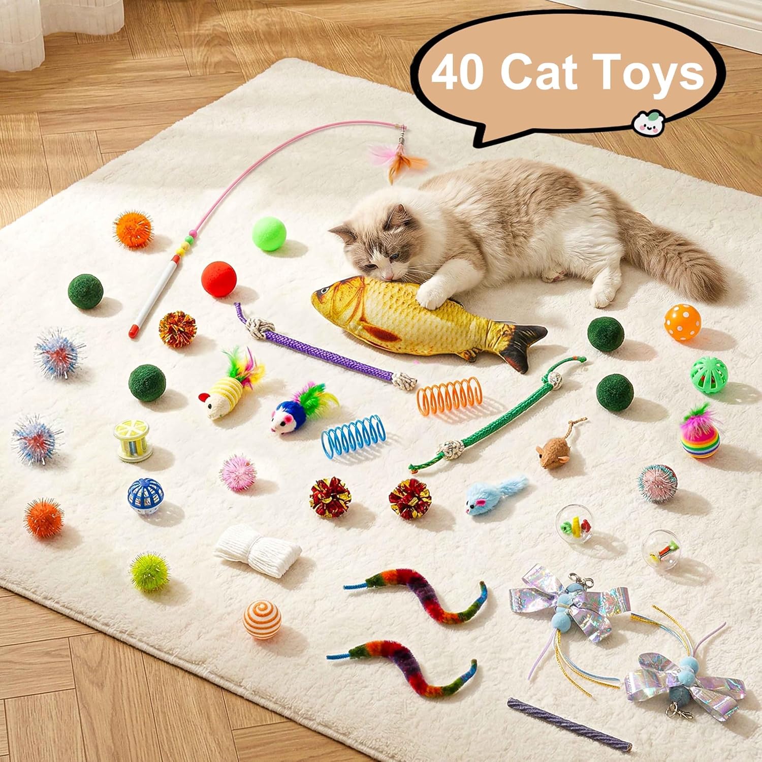 Collapsible Cat Tunnel Bed with 40-Piece Interactive Toy Set - Best Pet Care Store
