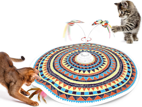 3-in-1 Rechargeable Hide & Seek Cat Toy – Fluttering Butterfly & Feather Wand - Best Pet Care Store