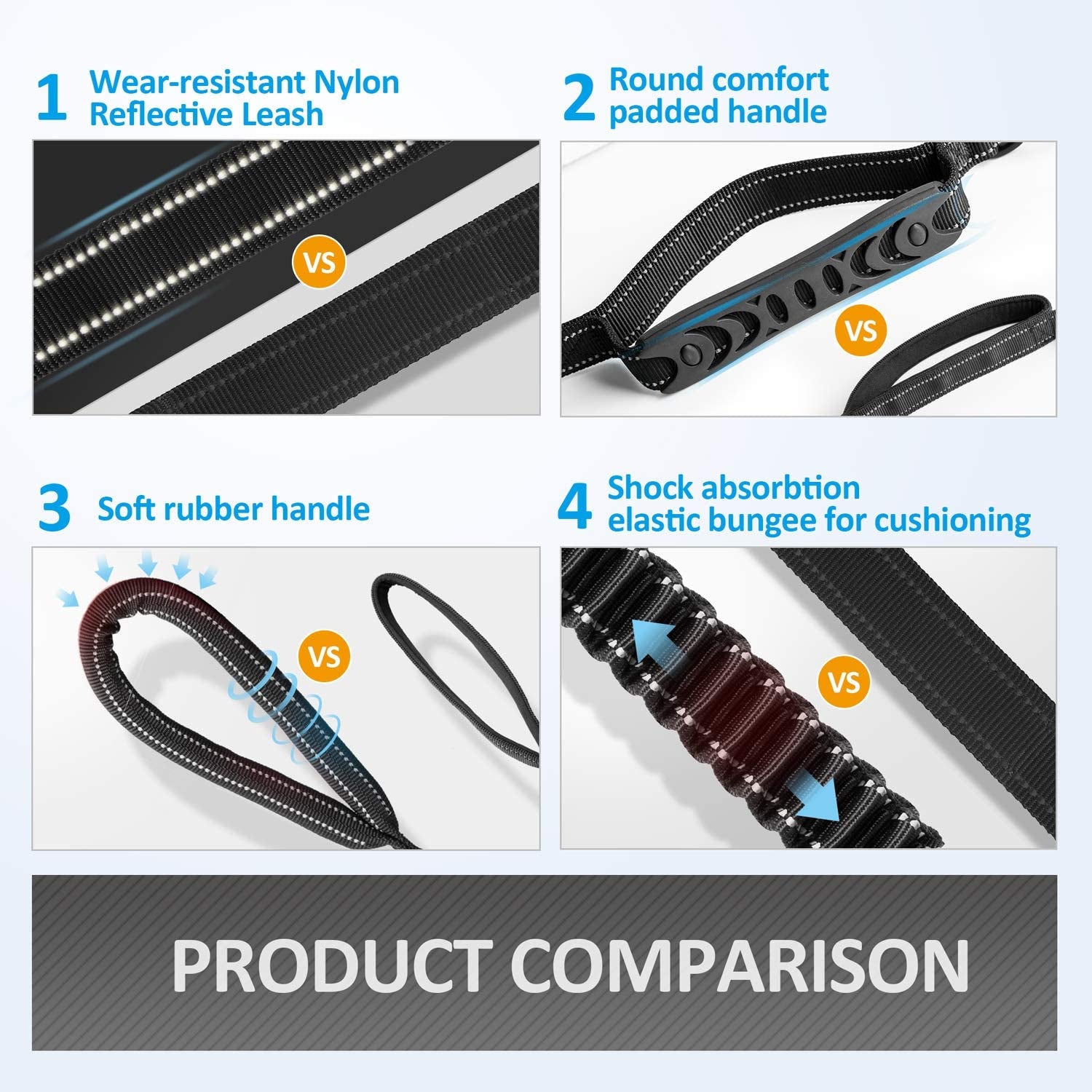 Multifunctional Tactical Dog Leash Heavy Duty,4-6 FT Strong Bungee Leash with Car Seatbelt, Shock Absorbing Dog Lead for Large, Medium Dogs - Best Pet Care Store