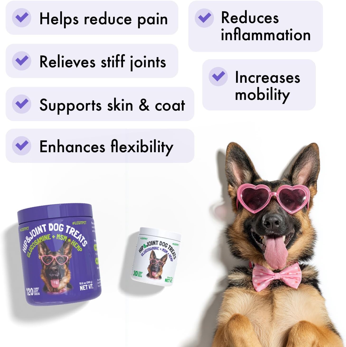 Hemp Hip & Joint Supplement for Dogs Soft Chews Made in USA Functional Glucosamine for Dogs Chondroitin MSM Turmeric Hemp Seed Oil Natural Pain Relief Mobility Advanced Joint 120 Treats - Best Pet Care Store