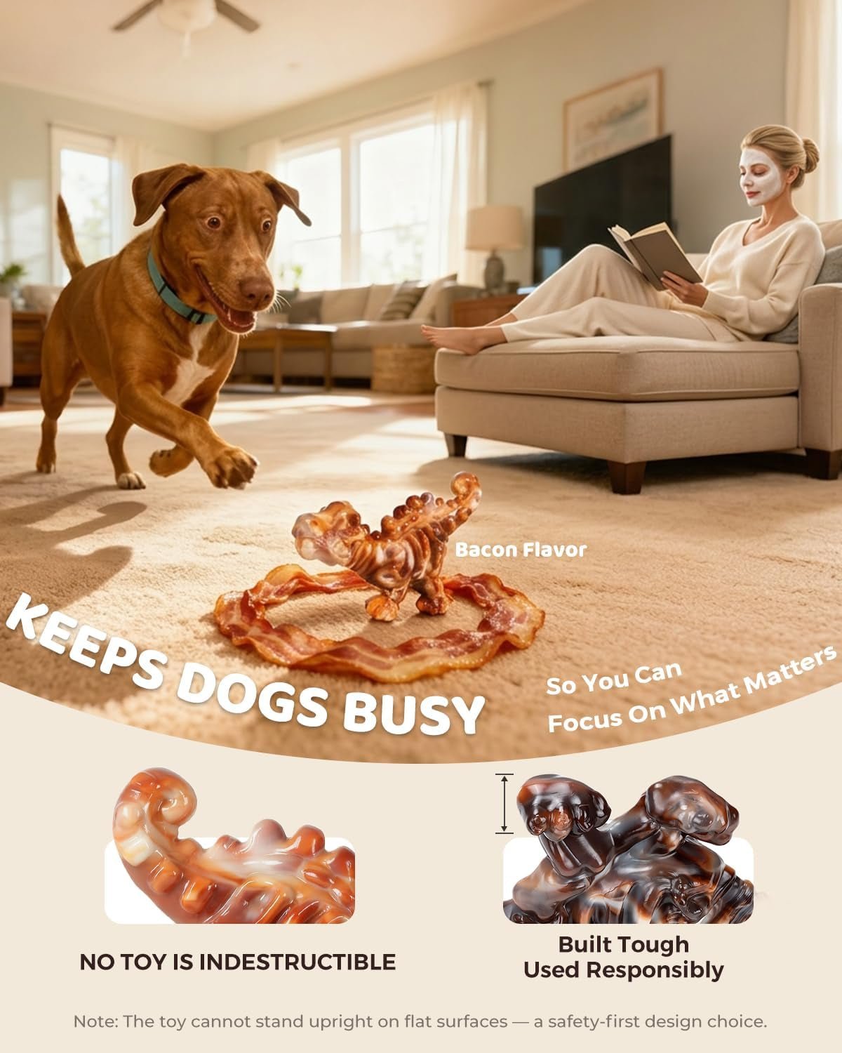 Dinobone 2-Pack Nylon Dog Chew Toys – Tough Bones for Aggressive Chewers, Bacon Flavor - Best Pet Care Store